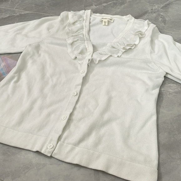 Women's Coldwater Creek Ruffled Button Up Cardigan Sweater Medium - Picture 7 of 16